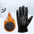 thumbnail image 3 of Guantes de invierno resistentes Yinane de cuero artificial a prueba de frío para hombres y adultos, 3 of 8