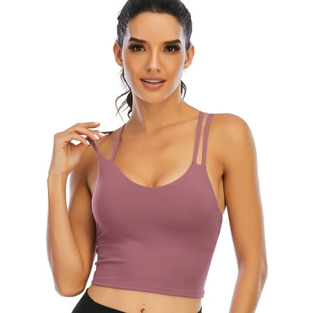 

FANNYC Women s Hollow Backless Sports Bra Middle Impact Seamless Strappy Criss Cross Bras for Yoga Workout Fitness With Removeable Pads