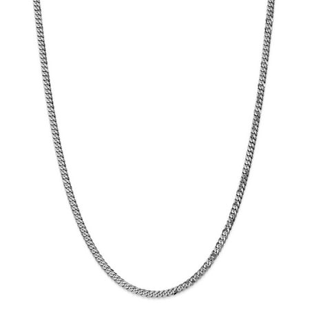 Flat Curb Chain Solid 14k White Gold 3.9mm Flat Cuban Curb Chain Necklace 16