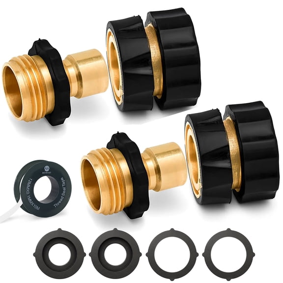 Morvat Brass Quick Hose Connector, Easily Add Attachments to Garden Hose, 2 Pack