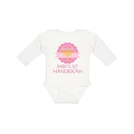

Inktastic Babys 1st Hanukkah Gift Baby Girl Long Sleeve Bodysuit