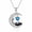 B, variant on Cat Necklace, Celtic Moon Pendant with Heart Birthstone Zircon, White Gold Plated Jewelry Gift for Women