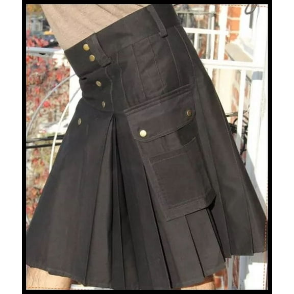 Men's Utility Cotton Cargo Kilt, Stylish & Durable Design with Two Pockets, Perfect for Work, Events & Everyday Wear
