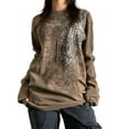 thumbnail image 3 of Women's Vintage Tops Gothic Long Sleeve Cross Print Loose T-Shirts Streetwear Grunge Tops, 3 of 10