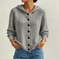thumbnail image 2 of Fewfanhot Women's Sweaters Cable Knit Round Neck Button Open Front Long Sleeve Trendy Sweater Coat Clothes, 2 of 5
