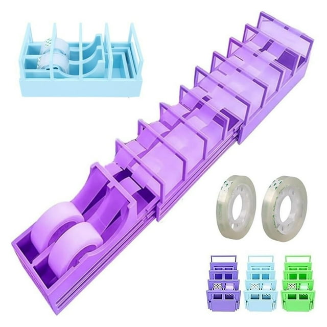 Tape Dispenser for Wrapping, Portable Ribbon Cutter Machine, Foldable Double Roll Tapes Dispensers