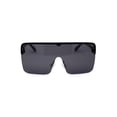 thumbnail image 2 of 80s Retro Robotic Large Shield Flat Top Plastic Sunglasses All Black, 2 of 4