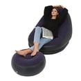 thumbnail image 2 of Foldable Inflatable Chair with Foot Stool, Blow Up Lounge Chair for Outdoor Camping Travel, 2 of 7
