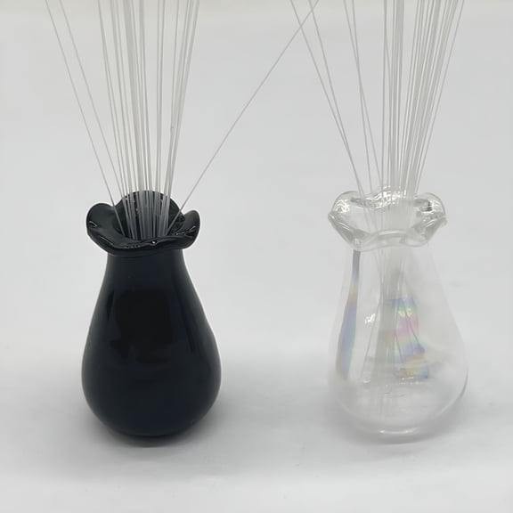 BPPEG 2 Pcs Cat Whisker Vase,Tiny Vase for Decor,Cat Whisker Holder (Black,Iridescent)