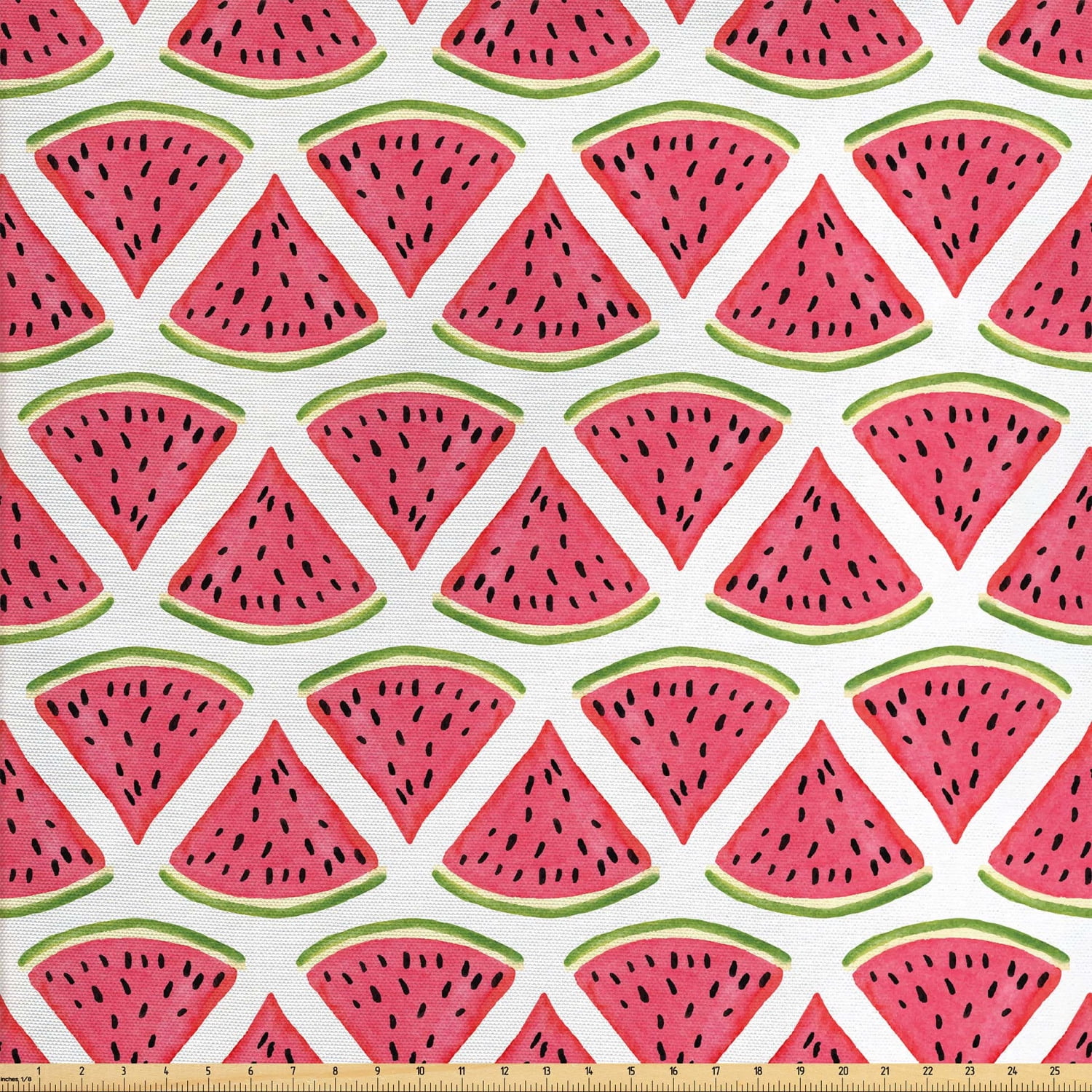 Watermelon Fabric by The Yard, Exotic Fruit Pattern with Seeds