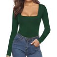 thumbnail image 2 of Xishao Womens Square Neck Short Sleeve/Long Sleeve Tops Bodysuit Jumpsuit Xishao ropa, 2 of 2