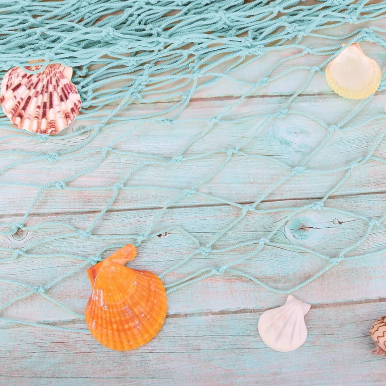Decorative Fishing Net 80x40 Inch,ZUEXT 2 Pack Large Light Blue Picture Fish Net, Wall Photo Hanging Fishnet for Nautical Mermaid Pirate Ocean Themed