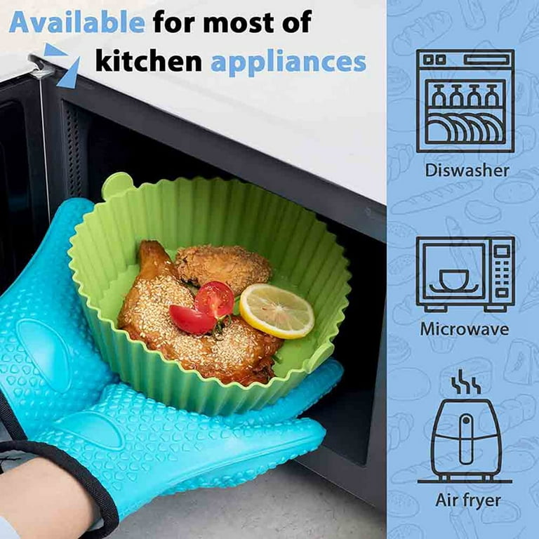 BYKITCHEN Square Air Fryer Silicone Liners, Set of 2, 8 Inch Reusable  Silicone Air Fryer Tray Liners for 2.5 to 4.5 QT, Square Air Fryer  Accessories