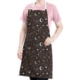 thumbnail image 5 of Brown Star Moon Constellation Pattern Apron-Garden Aprons for Women with Pockets-Cotton Linen Waterproof Kitchen Cooking Gardening Aprons Adjustable for Kitchen,Cooking,BBQ and Salon 33x27 Inch, 5 of 7
