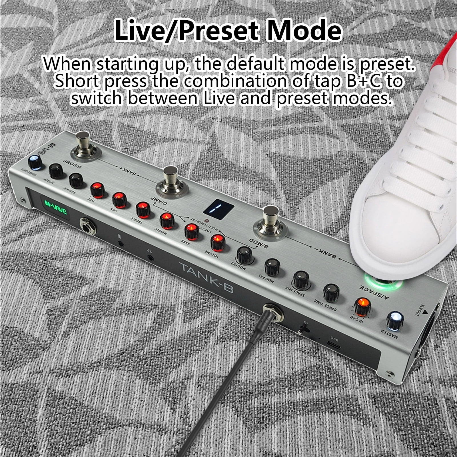 effects pedal Bass Bass Multi Effects Pedal 3 Band Equalizers XLR Balanced Output 3 Delays 3 Reverbs Bass Effects Pedal BT Connection Type-C Rechargeable for Electric Bass