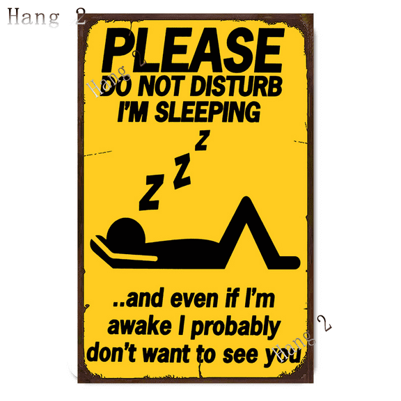 Please Do Not Disturb I'm Sleeping Funny Aluminum Sign Home Decoration Metal Plaque Wall Decor Art Size: 12 x 8 Inches