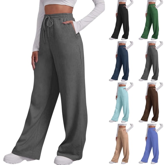 Luvrsol Wide Leg Sweatpants Women Plus Size Loose Fit Drawstring Casual Daily Trousers 3XL-5XL