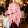 thumbnail image 4 of Fewfanhot Self Tie Fringe Wool Blend Poncho Cape, Open Front Warm Wrap Shawl Coat for Women Fall Winter, 4 of 7