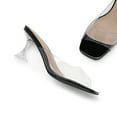 thumbnail image 3 of BURUDANI Women’s Clear Heels Square Toe High Stiletto Mules Slip on Wedding Dress Sandals, 3 of 4