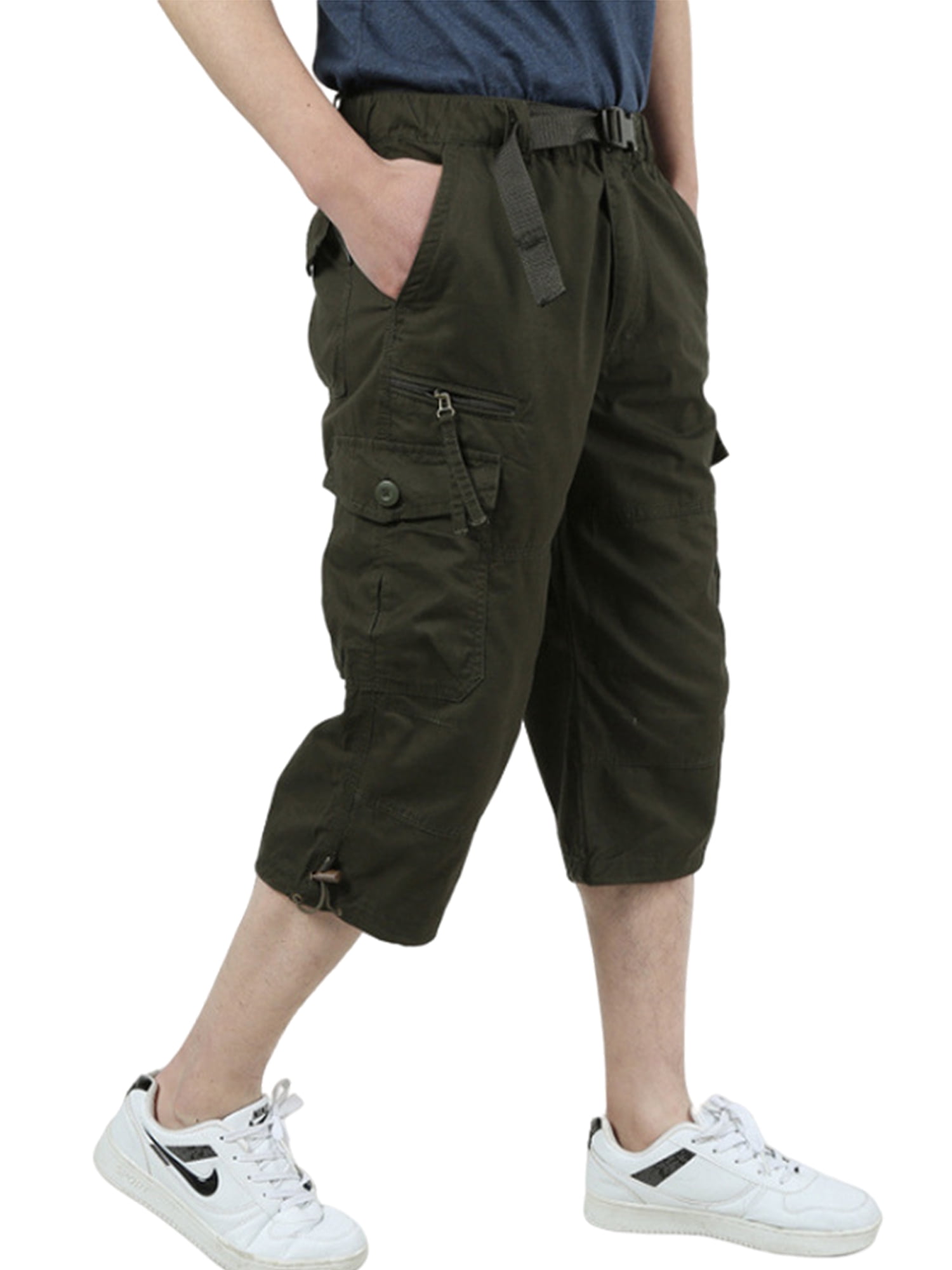 CRYSULLY Men's Casual Cotton 3/4 Pants Elastic Waistband Shorts Loose Fit  Knee-Length Cargo Shorts, Khaki, 40 price in Saudi Arabia | Amazon Saudi  Arabia | kanbkam