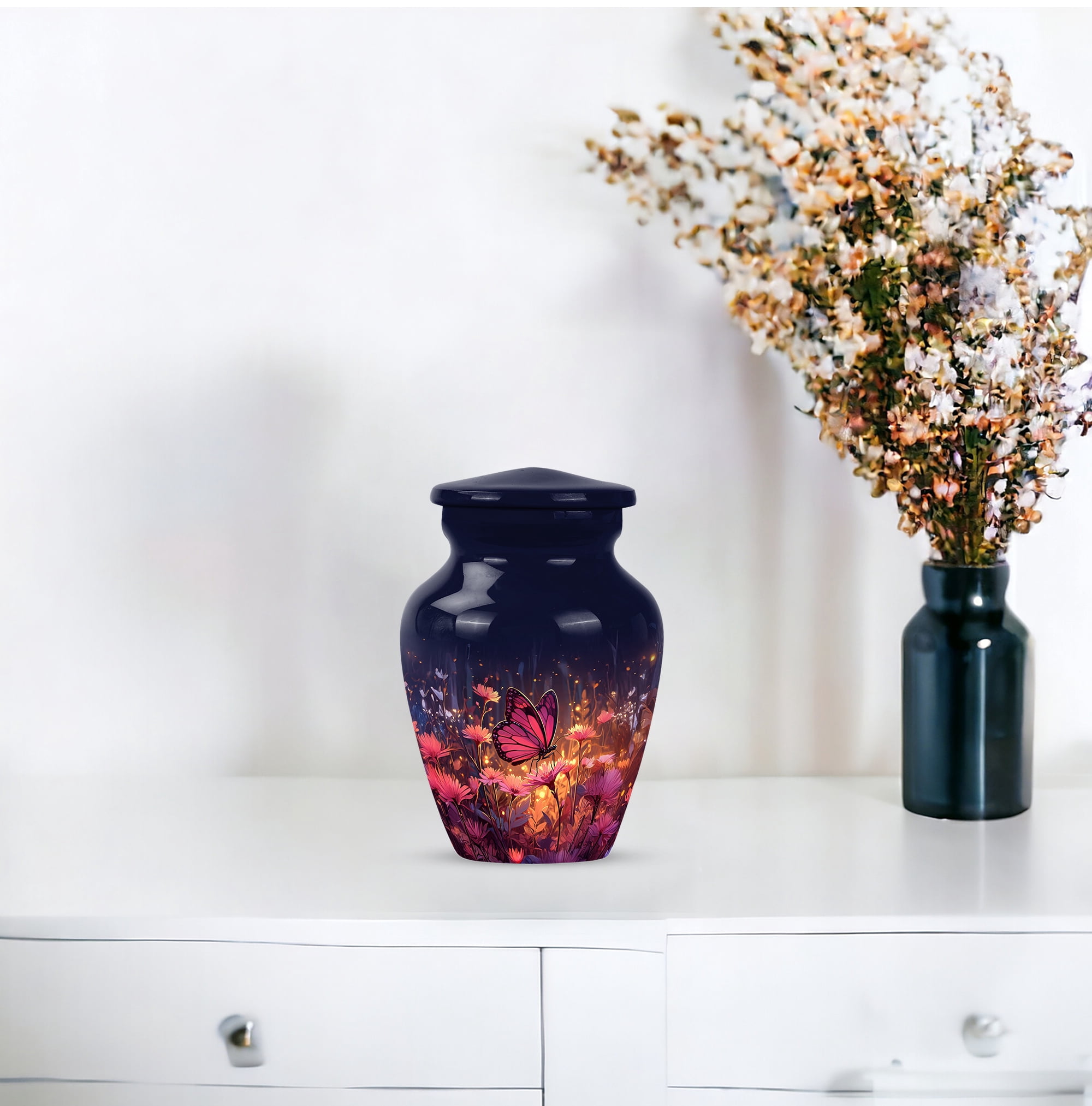 Butterfly Cremation Urns For Human Ashes Adult Female - Keepsake Urn For Ashes For Women - Small Decorative Memorial Urn For Mom And Dad - Pink Little Urns For Adults Boy Size, 3 Inch