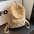 thumbnail image 3 of Mochila acolchada para mujer diseño de celosía de diamantes suave para viajes trabajo vacaciones, 3 of 9