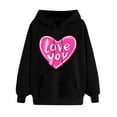 thumbnail image 2 of Womens Clothes Trendy Women's Clothes Ndbuld Women's Print Winter Hoodie Pullover Tops Long Sleeved Comfortable Sweatshirt Rollbacks,Black,M, 2 of 5