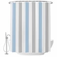 thumbnail image 2 of Light Blue Grey Stripe Waterproof Fabric Shower Curtain,Modern Farmhouse Vertical Striped Waterproof Fabric Shower Curtain for Bathroom Curtains Bathtubs Shower Curtains with 12 Hooks Standard 72x72, 2 of 8