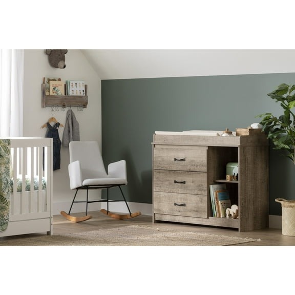 South Shore Tassio, Farmhouse Changing table, Wide Brown