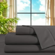 SONORO KATE 100% Cotton Bed Sheets Set, 1000 Thread Count 4 Piece Luxury Soft Sheets Set with 16 Deep Pocket, Queen, Dark Gray