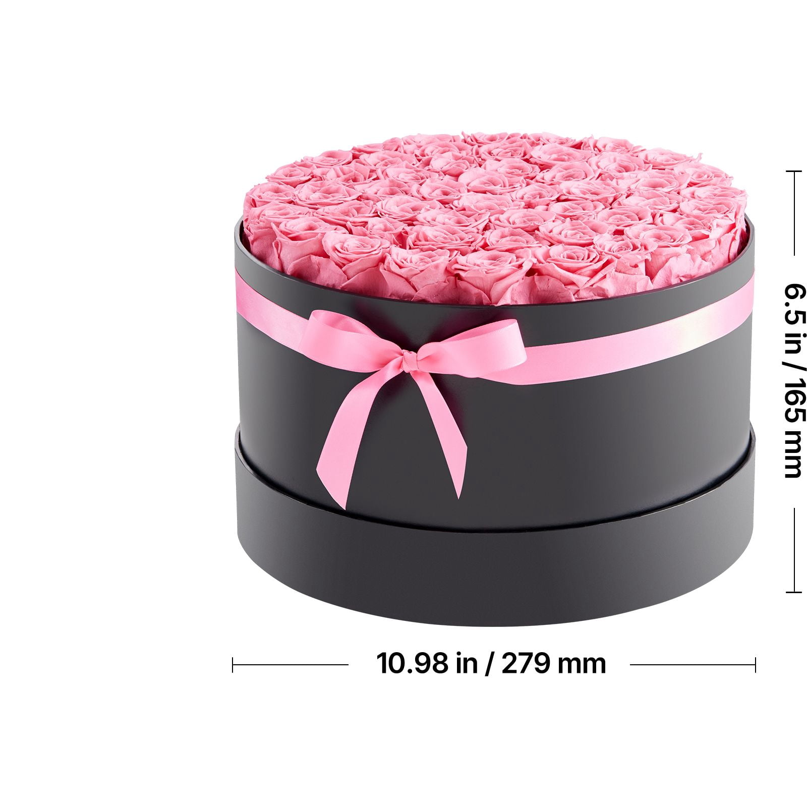 Preserved Roses 50 Real Roses in Round Box Lasts Up to 3 Years No Watering Needed Light Rose Fragrance Clear Top for Decor