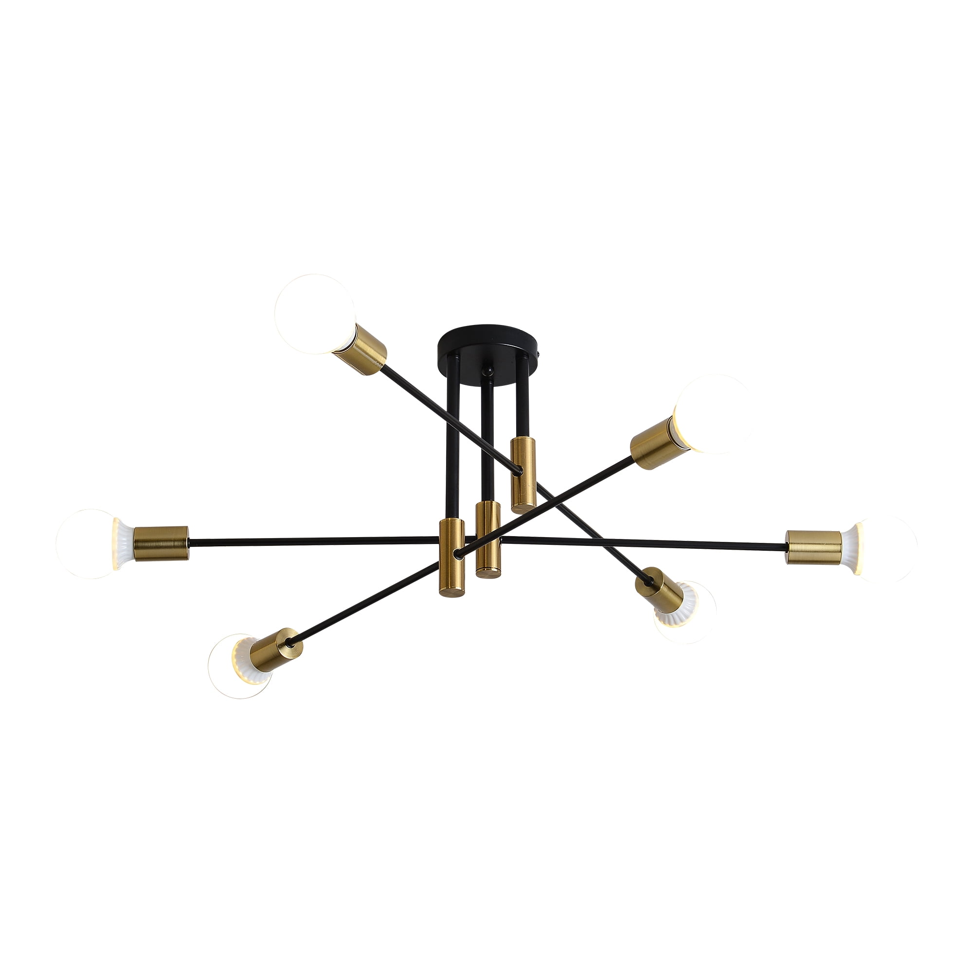 6-Light Metal Flush Mount Ceiling Light, Modern Multi-Arm Design for Indoor Use
