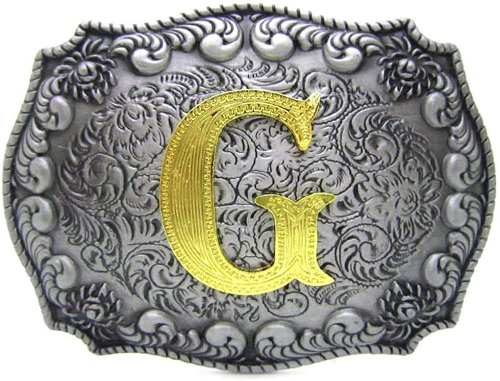 Initial "Y" Letter Large Gold & Silver Rodeo Western Cowboy Metal Belt Buckle 