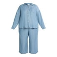 thumbnail image 4 of Just My Size Women's Plus Chambray Button Up Shirt and Capri Pants Set, 2-Piece, 21" Inseam, Sizes 0X-4X, 4 of 4