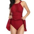 thumbnail image 3 of Womens Mesh Breathable Tankini with Bikini Bottom Two Piece Bathing Suit Dress Beach Swimdress, 3 of 4