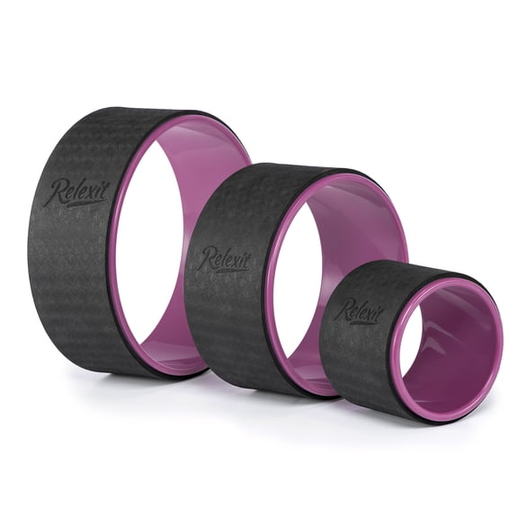 Relexit Yoga Wheel Set 3-Pack, Back Roller Pilates Exercise, Increase Flexibility, Stability, Balance, Fitness, Improve Backbends, Relieve Back Pain, Stress, Tension