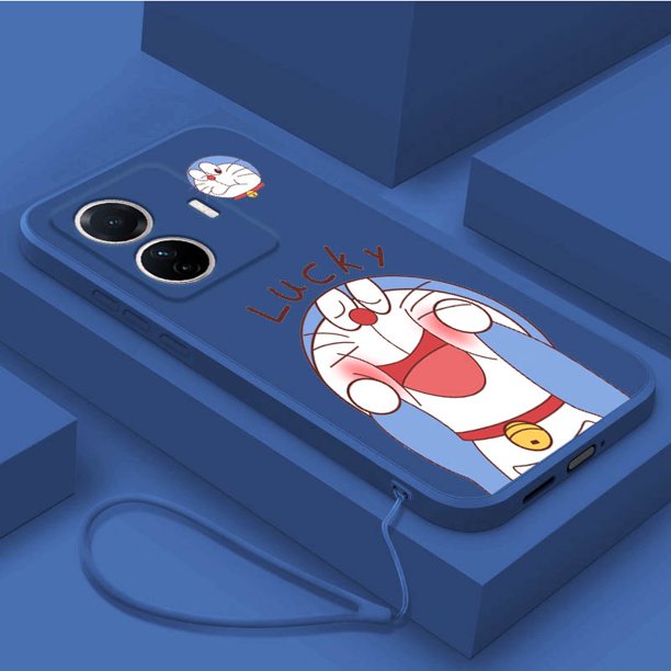 Realme C55 C35 C33 C31 C30s C30 Lucky Doraemon Mouse Funda De Silicona Líquida Mate Cuadrada Exquisita Cubierta Blanda