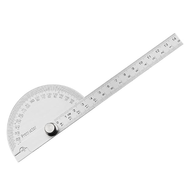 Transportador de acero inoxidable 0-180° Brazo transportador Regla de medición Herramienta de ingeniería Transportador con regla de 140 mm, Regla de ángulo universal para pintar y