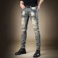 thumbnail image 2 of Pantalones vaqueros de estilo hip hop para hombre, nuevos pantalones vaqueros de estilo rockero, de verano, estilo Kpop, de lujo, estilo retro, apilados, clásicos, de alta calidad, 2 of 5
