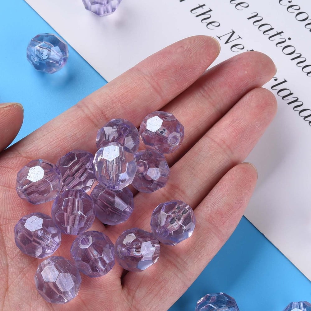 Transparent Acrylic Beads Faceted Football Lilac 14x13.5mm Hole: 2mm about 330pcs/500g