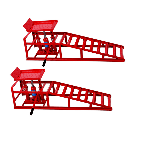 2 Pack Auto Car Truck Service Ramps Lifts, Car Lift Hydraulic Ramps Red 5 Ton