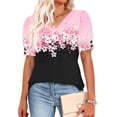 thumbnail image 4 of Vmvidoty Blouses for Women Floral Boho Summer Tops V Neck Short Sleeve Shirts Pink XL, 4 of 6