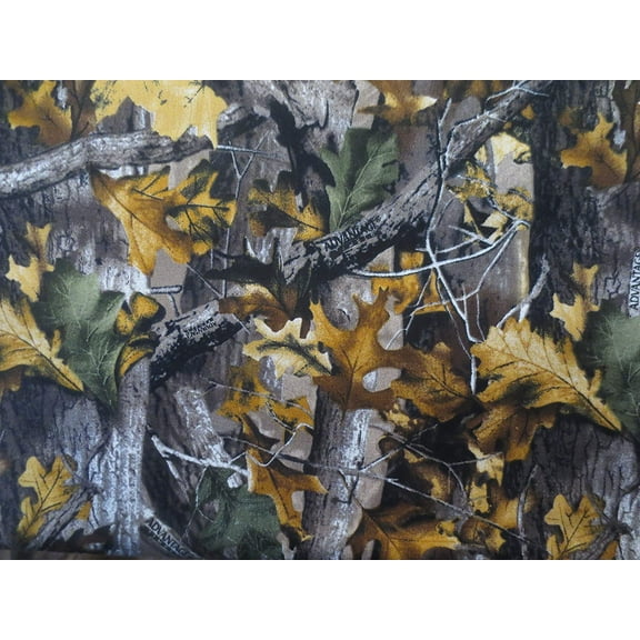 Camouflage Leaves Cotton Fabric - Sold By the Yard