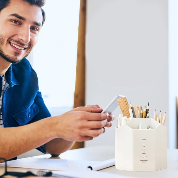 sruoe Pencil Holder, Pencil Holder Cup Work Place, Unique Pen Holder, Pencil Holders and Pencil Cups, Pen Holder Cup for Desk Single Piece, Plastic