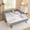 Navy, variant on Twin Daybed with Trundle and USB Port, Upholstered Linen Sofa Bed Frame, Gingham Wave Design, No Box Spring Needed for Kids Bedroom, Navy
