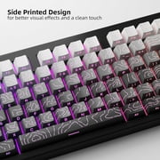 COSTOM Side Printed Shine Through PBT Keycaps, 135 Keys Double Shot Keycaps Set 60% 65% 75% 100% Layout, Cherry Profile, Gradient Black Topographic Custom Key Caps for MX Gateron Mechanical Keyboards