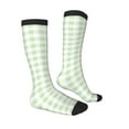 thumbnail image 3 of Picia Women Crew Soft Moisture-wicking Socks Green Checkboard Pattern Design Cotton Socks, One Size fit All, 3 of 9