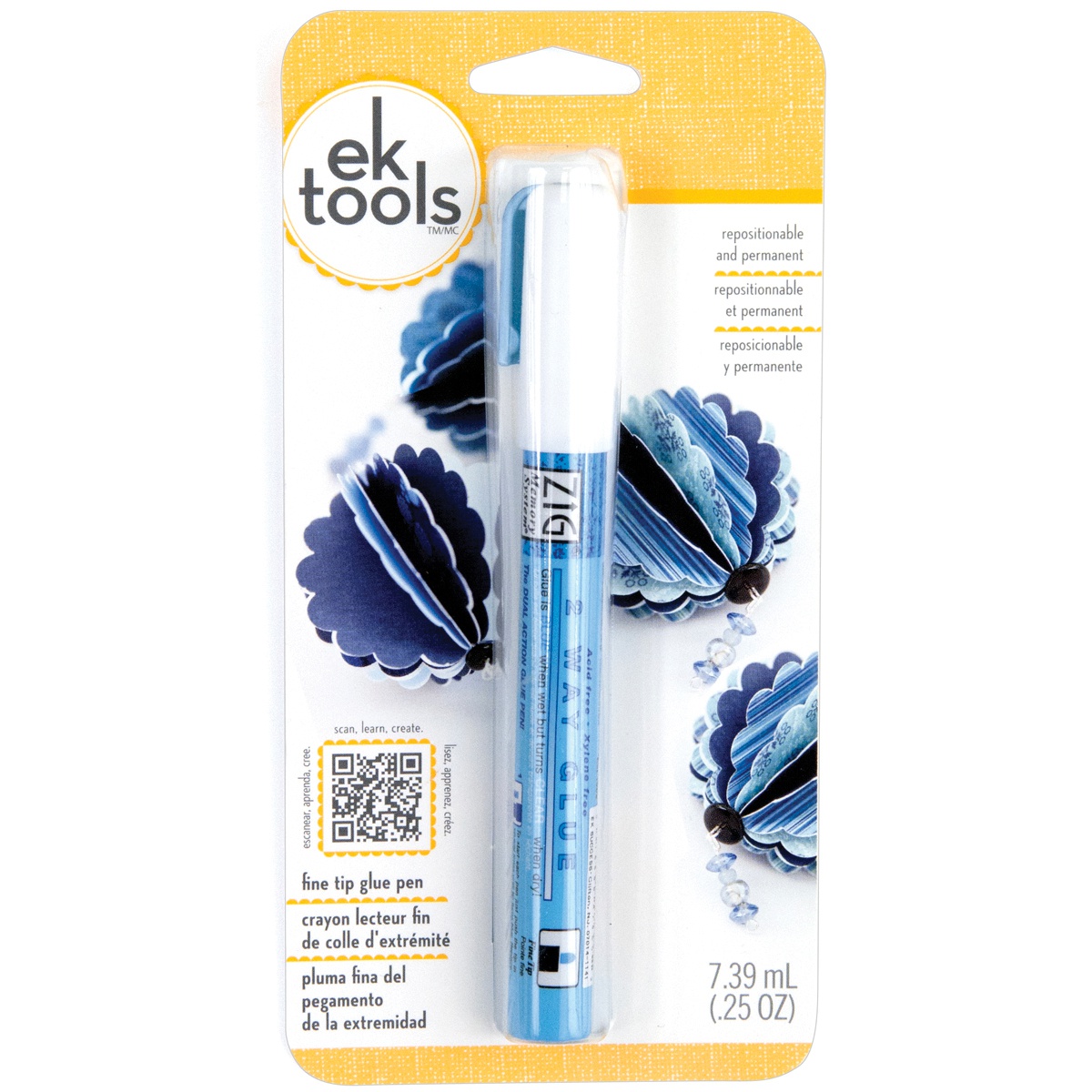 EK/Zig 2Way Glue Pen CardedFine Tip, Multipack Of 4