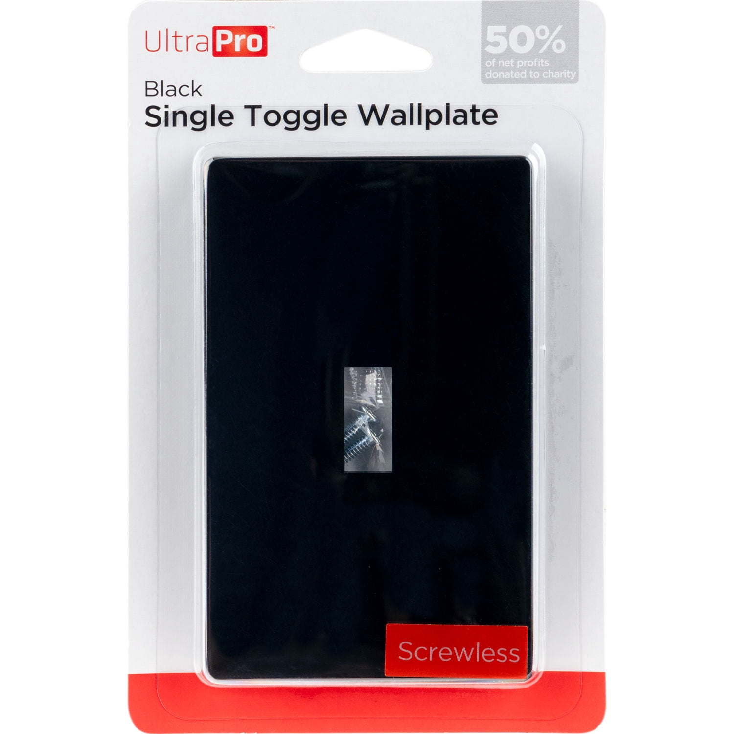 Ultra Pro Screwless Wallplate, Switch Plate, Single Toggle, Black