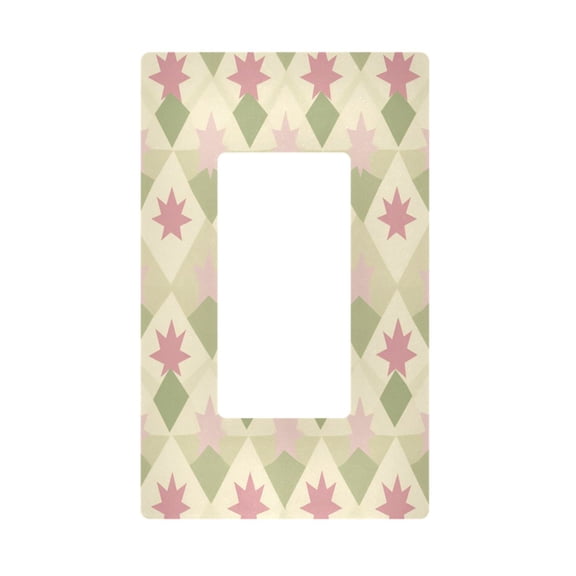 Yayeee Rocker Switch Wall Plate 1-Gang 4.6"x2.9" Home Decorative Outlet Cover, Pastel Green Geometric